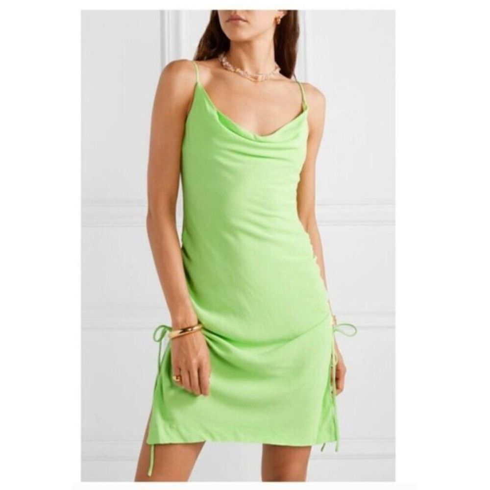 Staud Dress Size 4 Lime Green  Convertible Ruched Mini or Midi‎ Dress